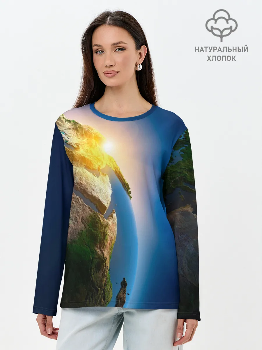 Лонгслив женский. Хлопок / Планета Земля