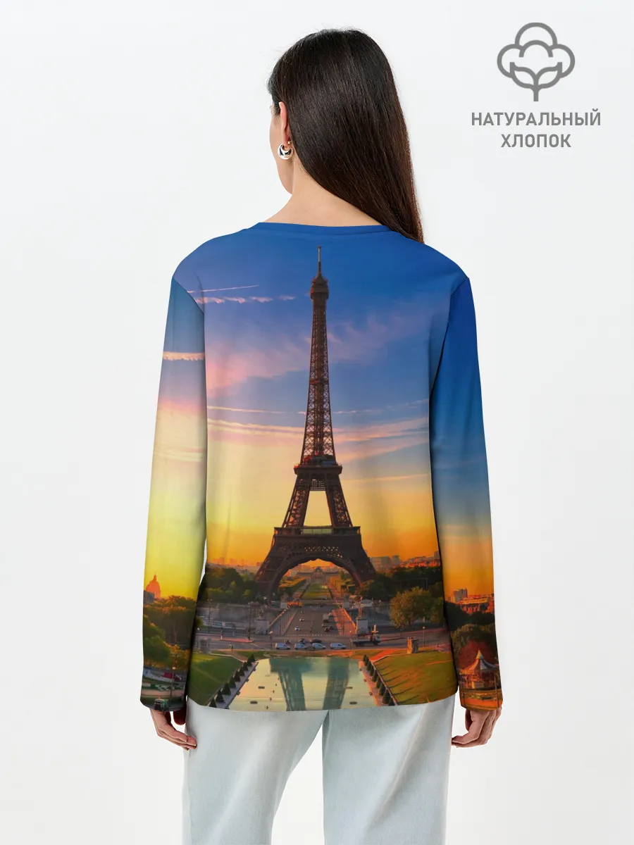 Лонгслив женский. Хлопок / Эйфелева башня