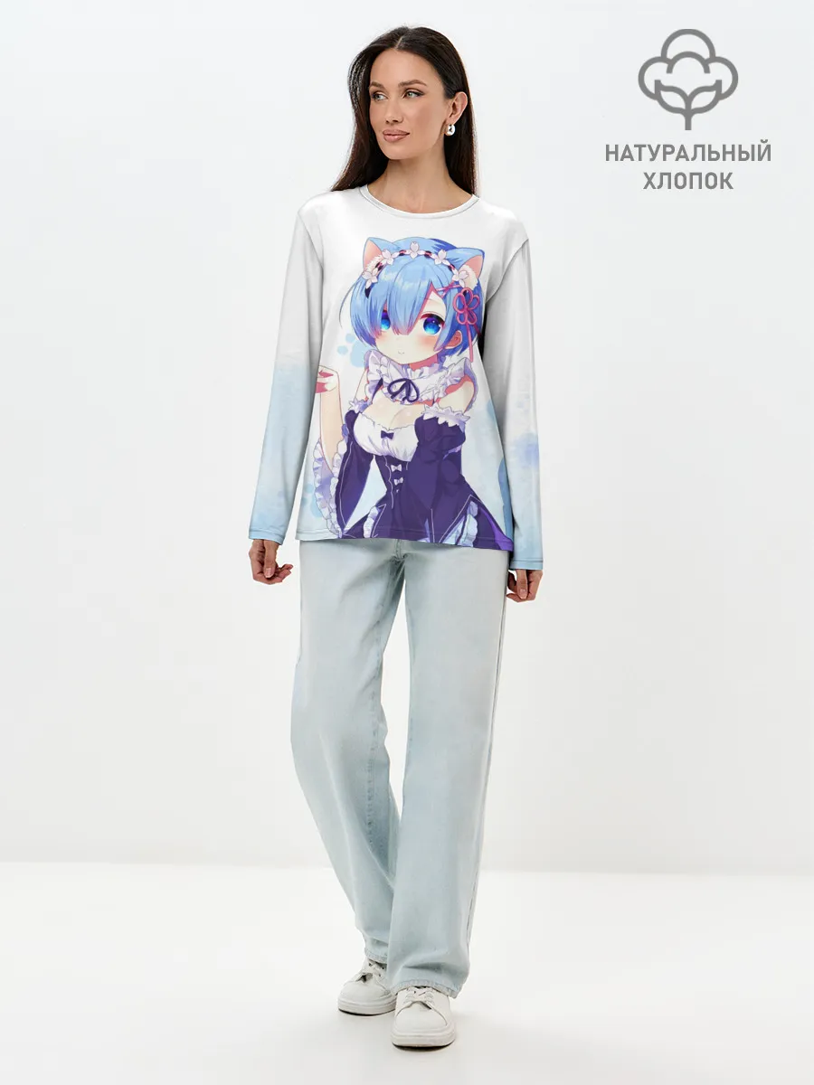 Лонгслив женский. Хлопок / Re:Zero, Рем
