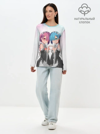 Лонгслив женский. Хлопок / Re:Zero, Рам и Рем