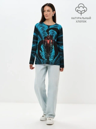 Лонгслив женский. Хлопок / Поднятие Уровня в Одиночку