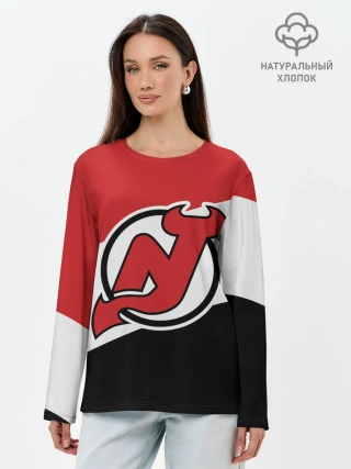 Лонгслив женский. Хлопок / Нью-Джерси Девилз