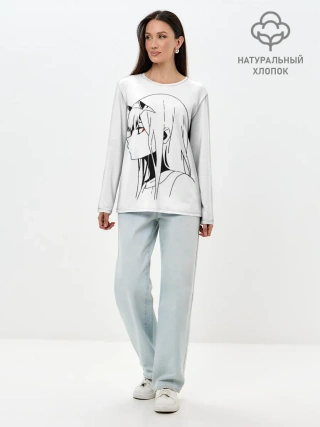 Лонгслив женский. Хлопок / Ноль Два. Контур