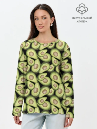 Лонгслив женский. Хлопок / Авокадо