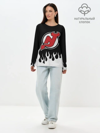Лонгслив женский. Хлопок / Нью-Джерси Девилз