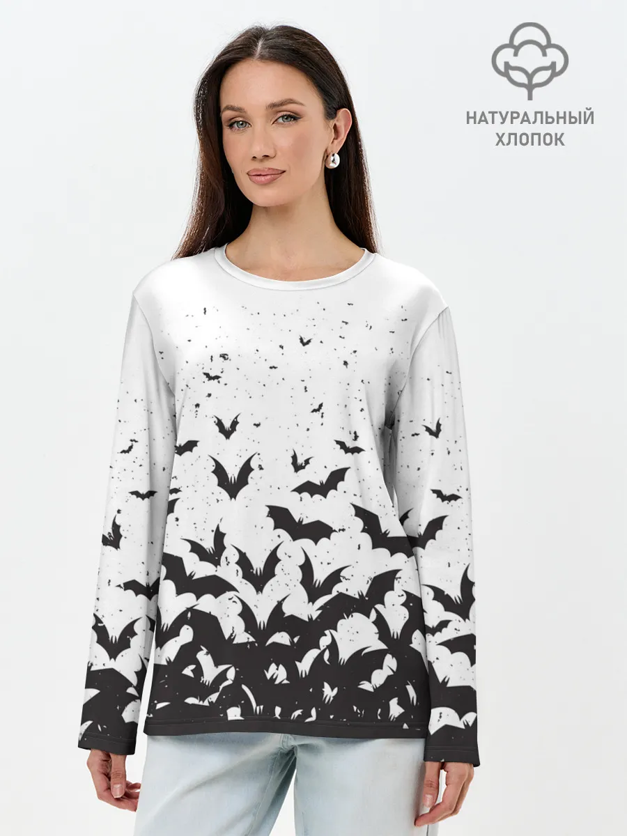 Лонгслив женский. Хлопок / Летучие мыши