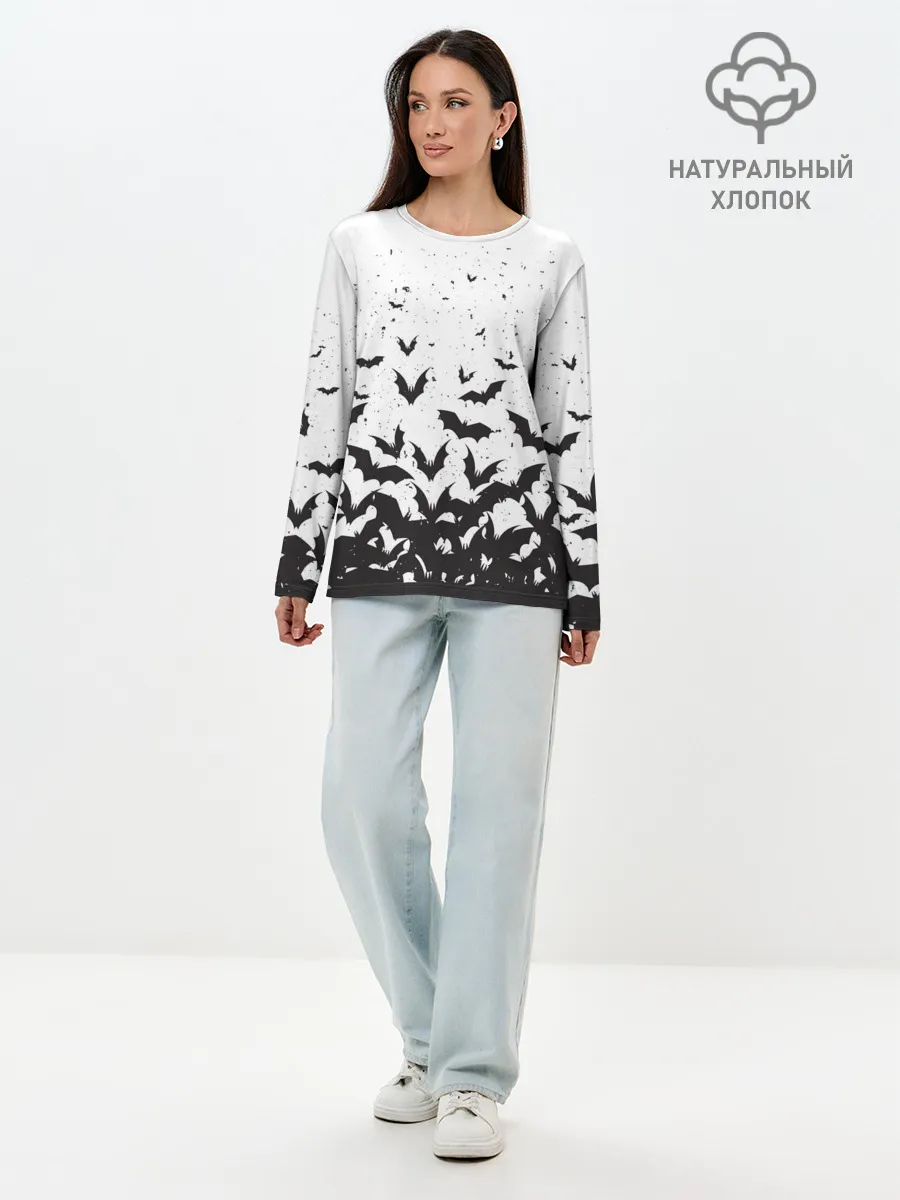 Лонгслив женский. Хлопок / Летучие мыши