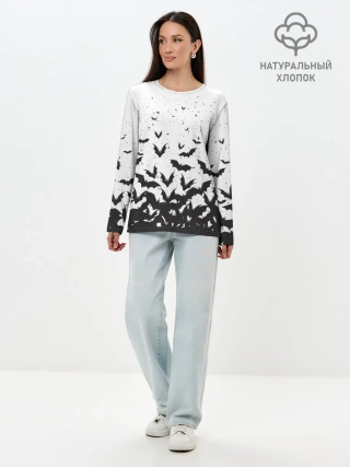 Лонгслив женский. Хлопок / Летучие мыши