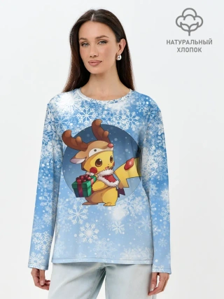 Лонгслив женский. Хлопок / Pikachu Pika Pika
