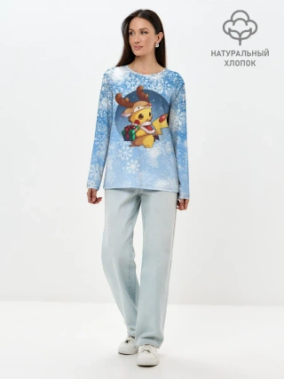 Лонгслив женский. Хлопок / Pikachu Pika Pika