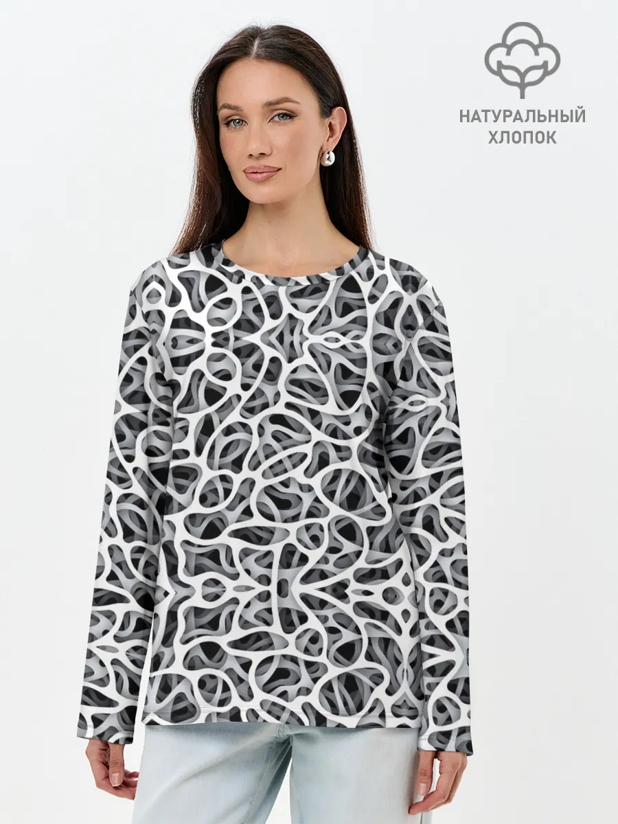 Лонгслив женский. Хлопок / Абстракция