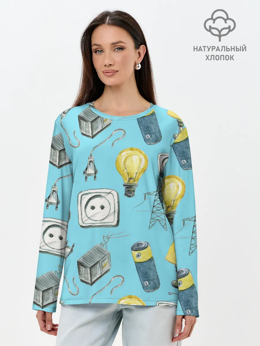 Лонгслив женский. Хлопок / Electricity and wires
