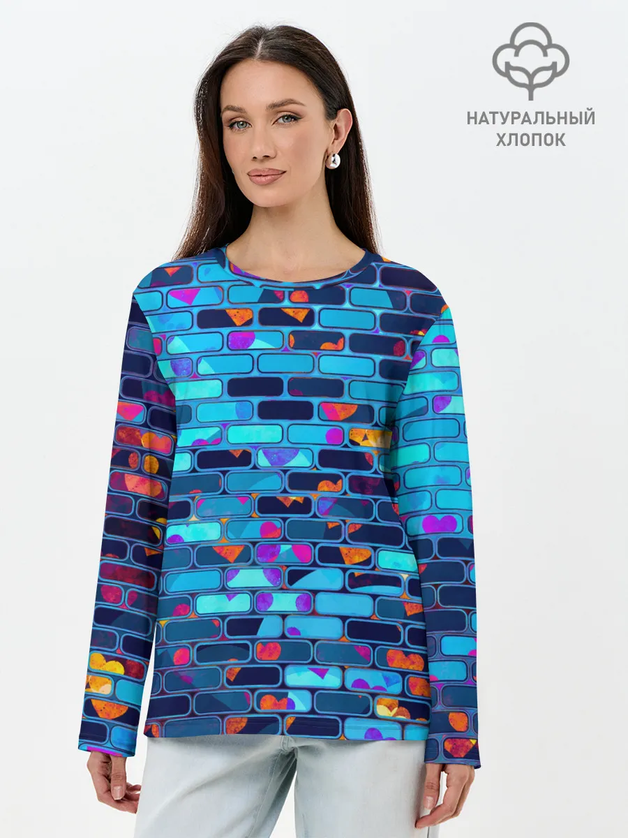 Лонгслив женский. Хлопок / Кирпичики.