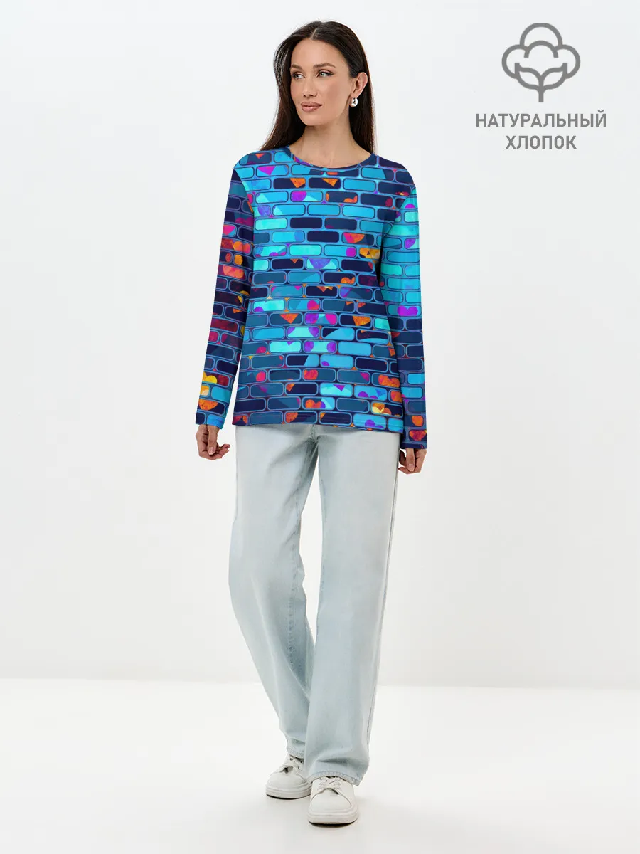 Лонгслив женский. Хлопок / Кирпичики.