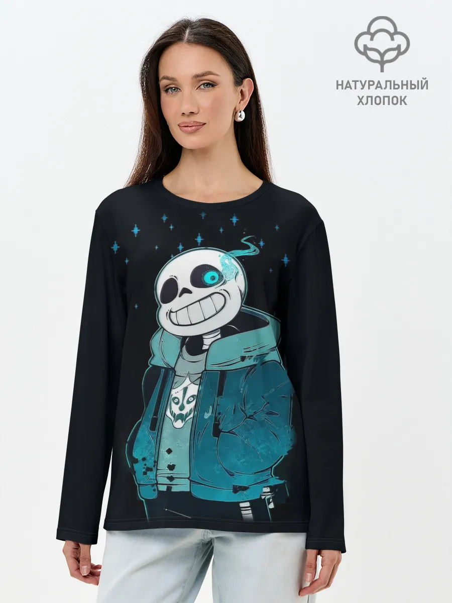 Лонгслив женский. Хлопок / UNDERTALE SANS