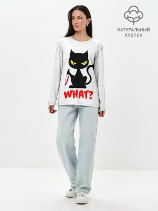 Лонгслив женский. Хлопок / What Cat
