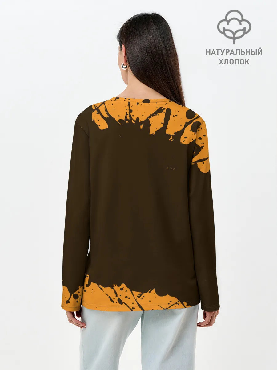 Лонгслив женский. Хлопок / КОТ - FLUFF OFF / Отвали