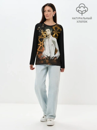 Лонгслив женский. Хлопок / Окарин