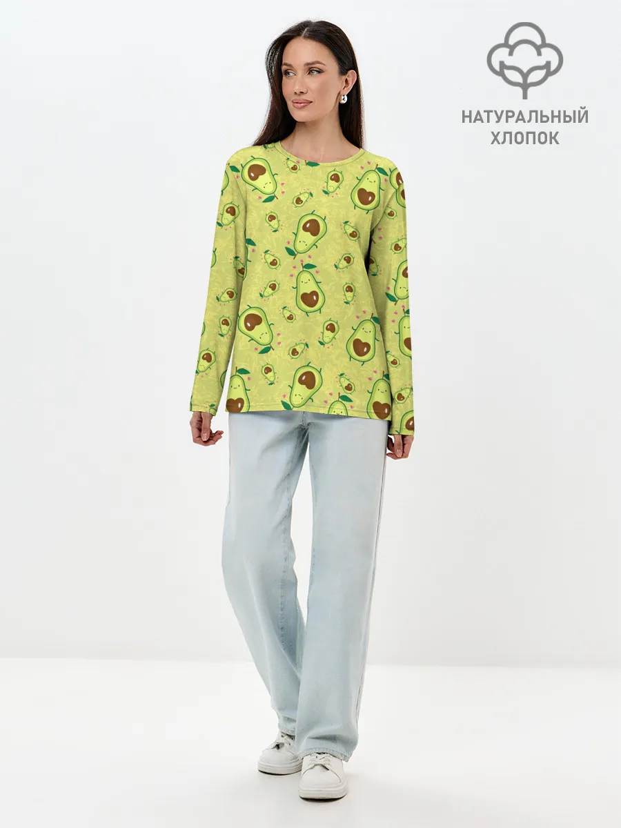 Лонгслив женский. Хлопок / Милашка авокадик