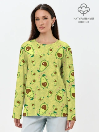 Лонгслив женский. Хлопок / Милашка авокадик