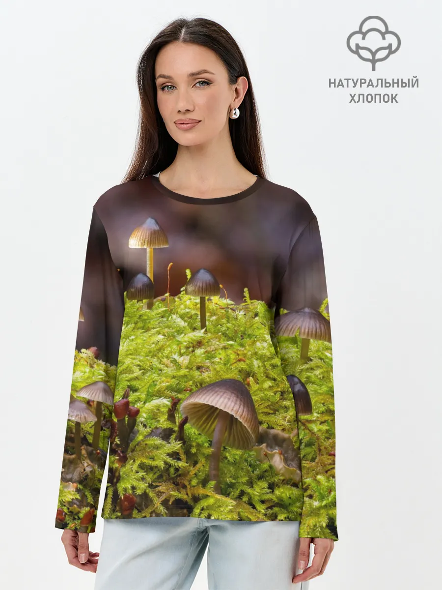 Лонгслив женский. Хлопок / Мох