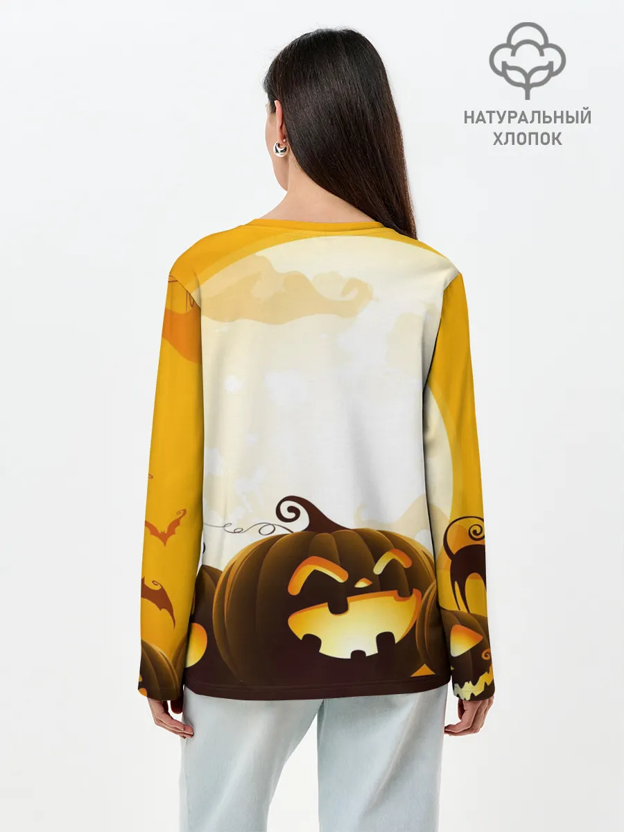 Лонгслив женский. Хлопок / Тыквы