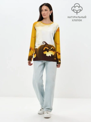 Лонгслив женский. Хлопок / Тыквы