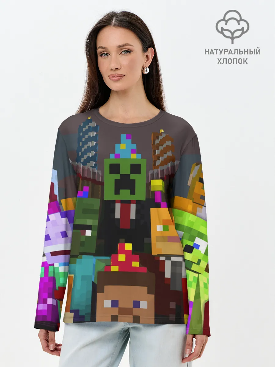 Лонгслив женский. Хлопок / MINECRAFT