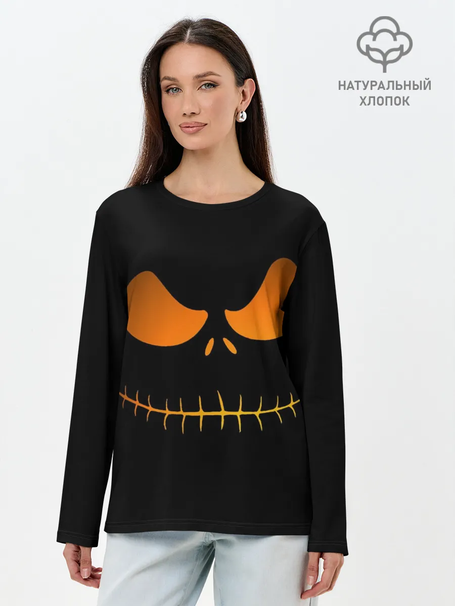Лонгслив женский. Хлопок / Зловещая улыбка