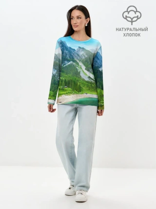 Лонгслив женский. Хлопок / Альпийские горы