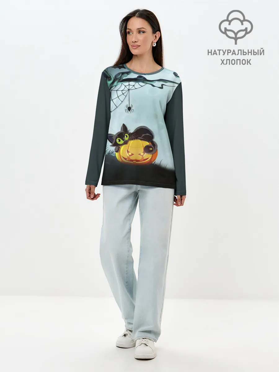 Лонгслив женский. Хлопок / HALLOWEEN.