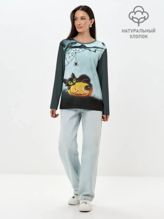 Лонгслив женский. Хлопок / HALLOWEEN.