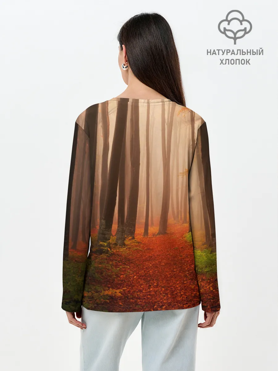 Лонгслив женский. Хлопок / Осенний лес