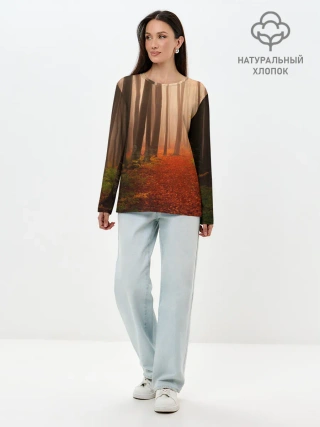 Лонгслив женский. Хлопок / Осенний лес