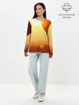 Лонгслив женский. Хлопок / Город в пустыне