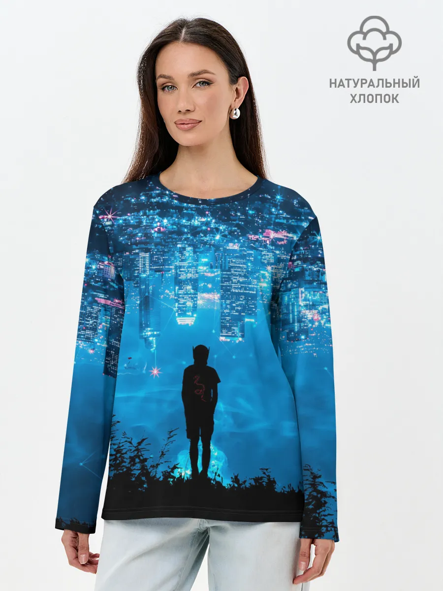 Лонгслив женский. Хлопок / Перевернутый Мир