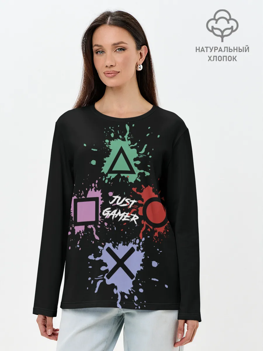 Лонгслив женский. Хлопок / JUST GAMER