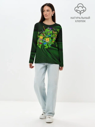 Лонгслив женский. Хлопок / Супер Ниндзя Черепашки