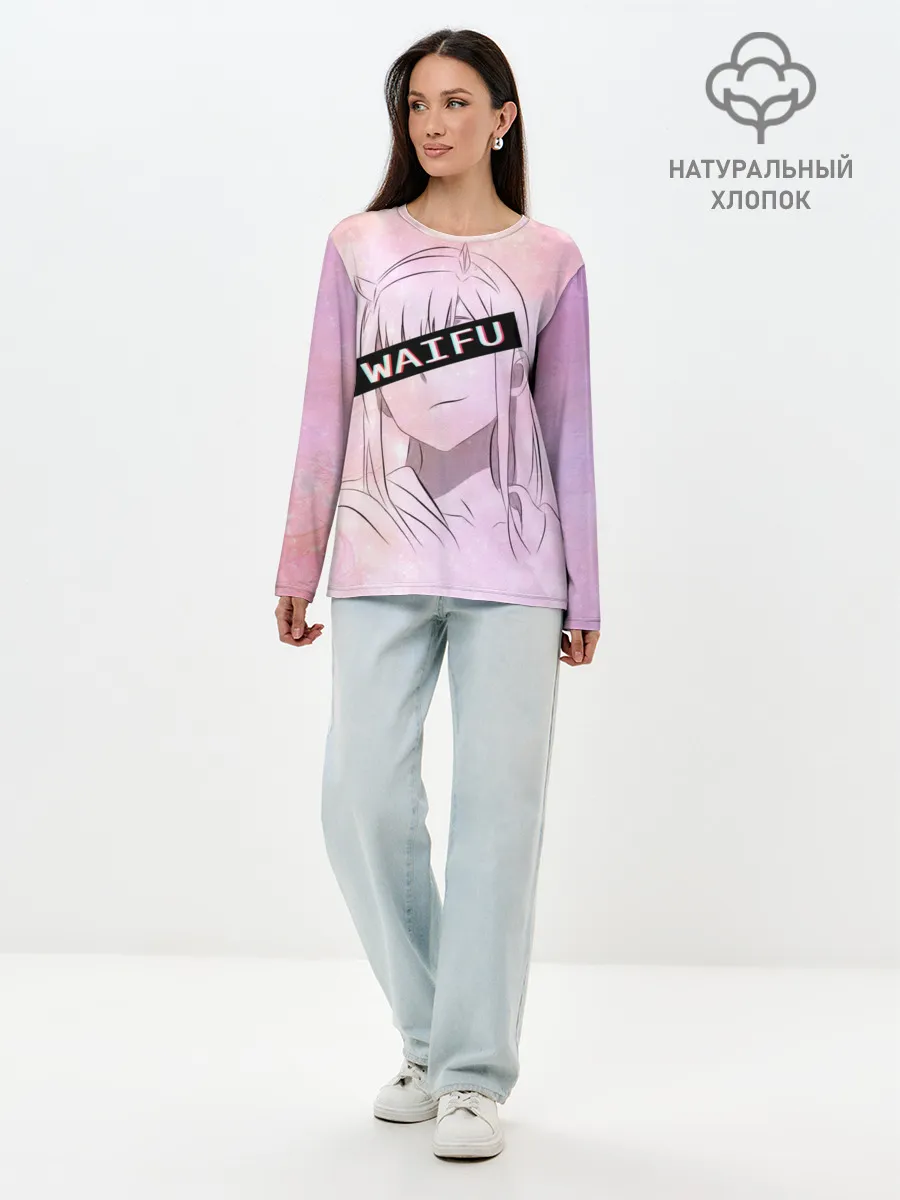 Лонгслив женский. Хлопок / Моя вайфу - Zero Two