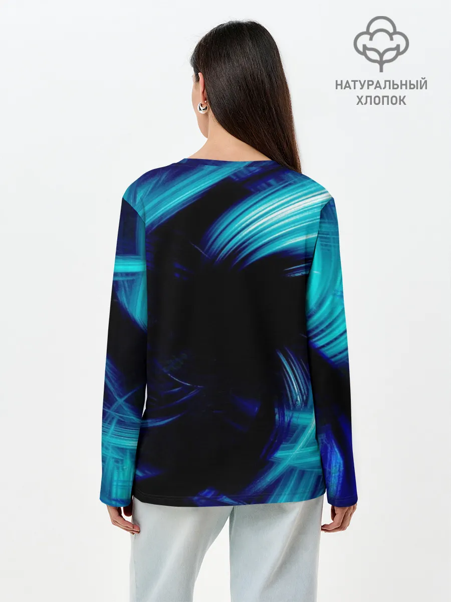 Лонгслив женский. Хлопок / Неоновый вихрь