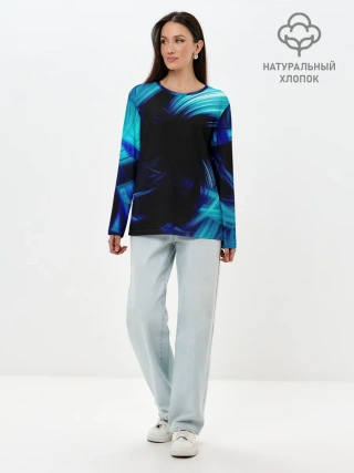 Лонгслив женский. Хлопок / Неоновый вихрь