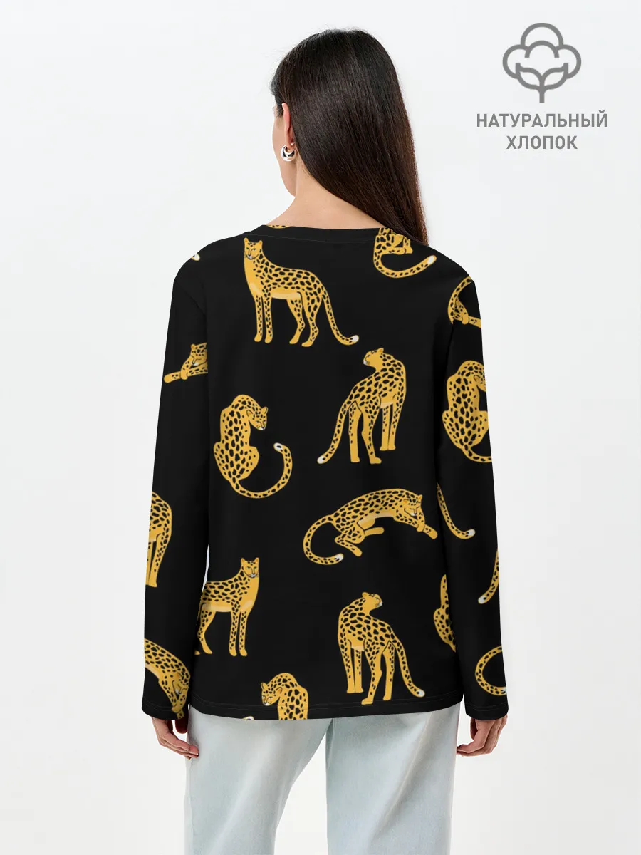 Лонгслив женский. Хлопок / Леопарды