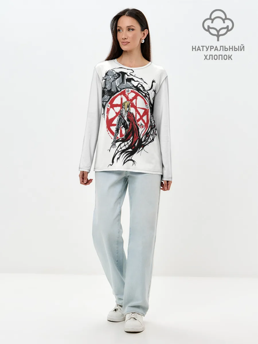 Лонгслив женский. Хлопок / Стальной алхимик