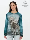 Лонгслив женский. Хлопок / Волки альбиносы