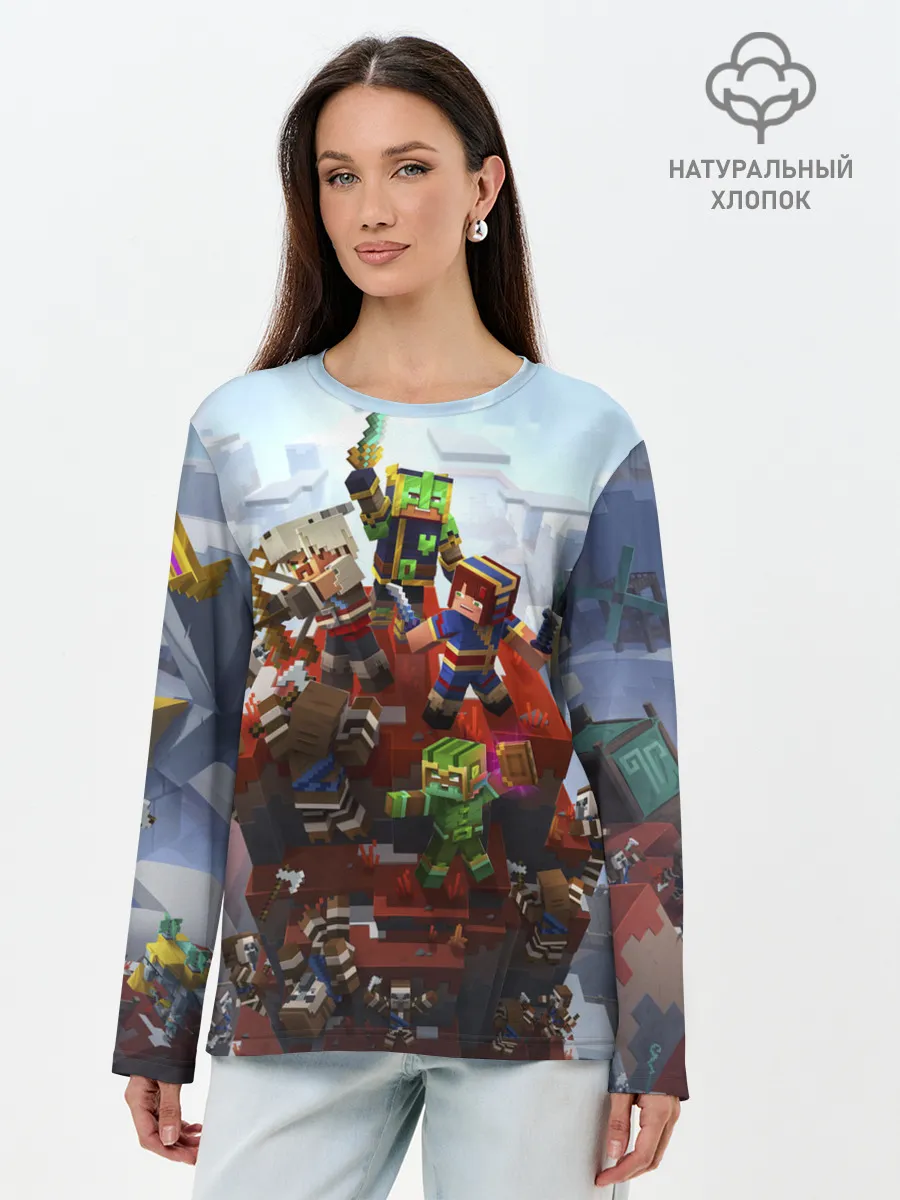 Лонгслив женский. Хлопок / Minecraft Dungeons