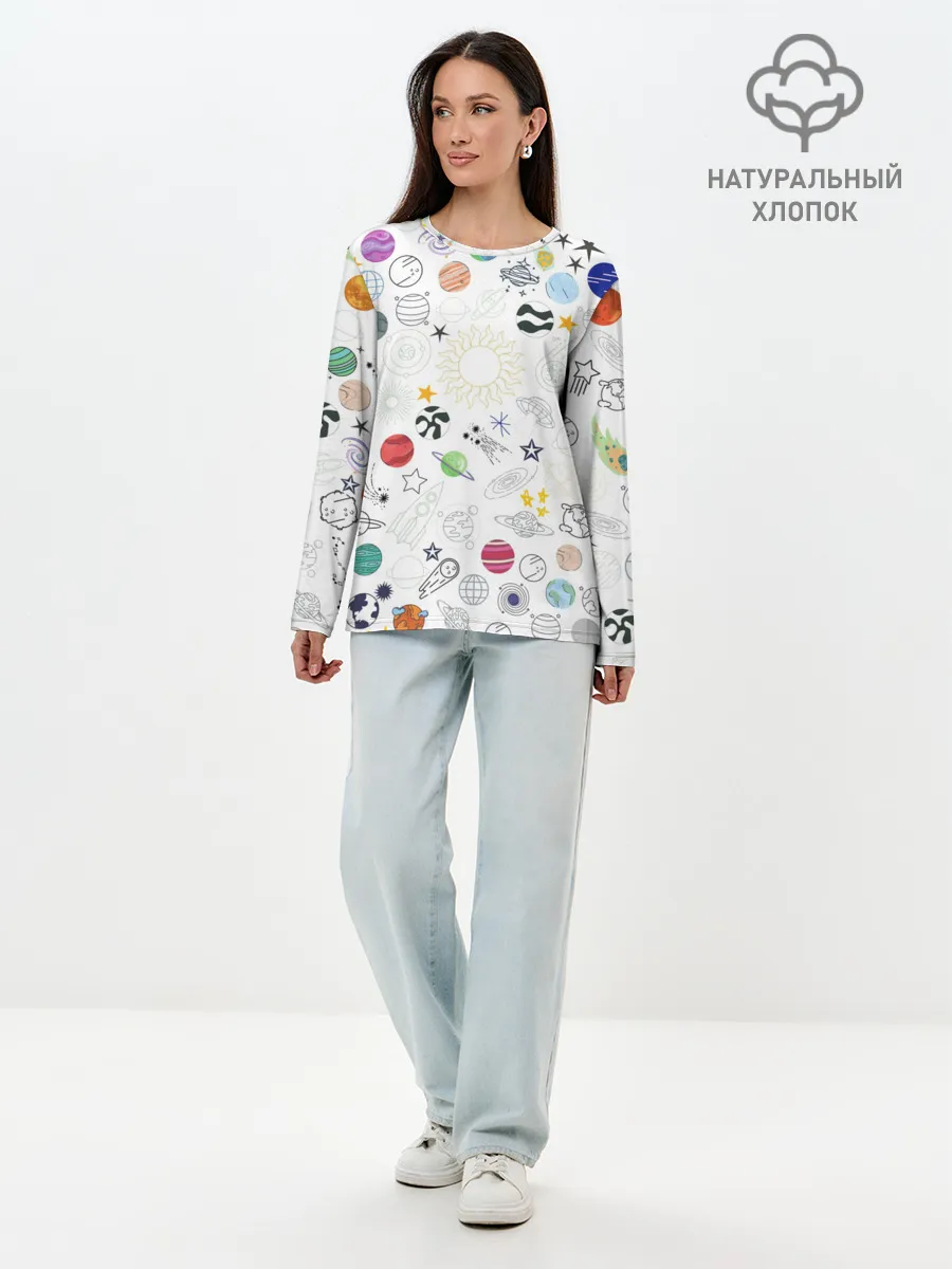 Лонгслив женский. Хлопок / космос