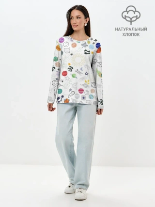 Лонгслив женский. Хлопок / космос