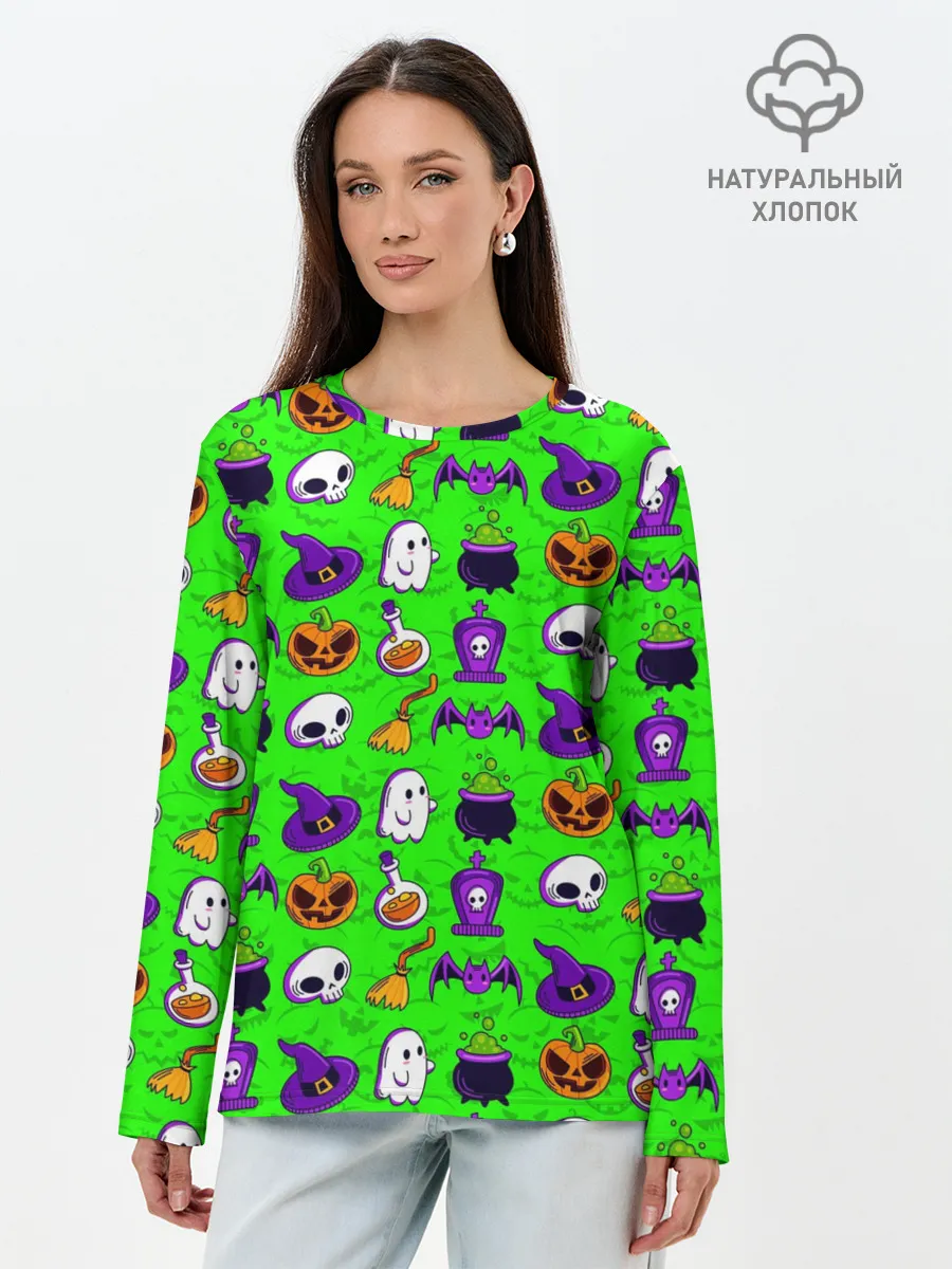 Лонгслив женский. Хлопок / HALLOWEEN