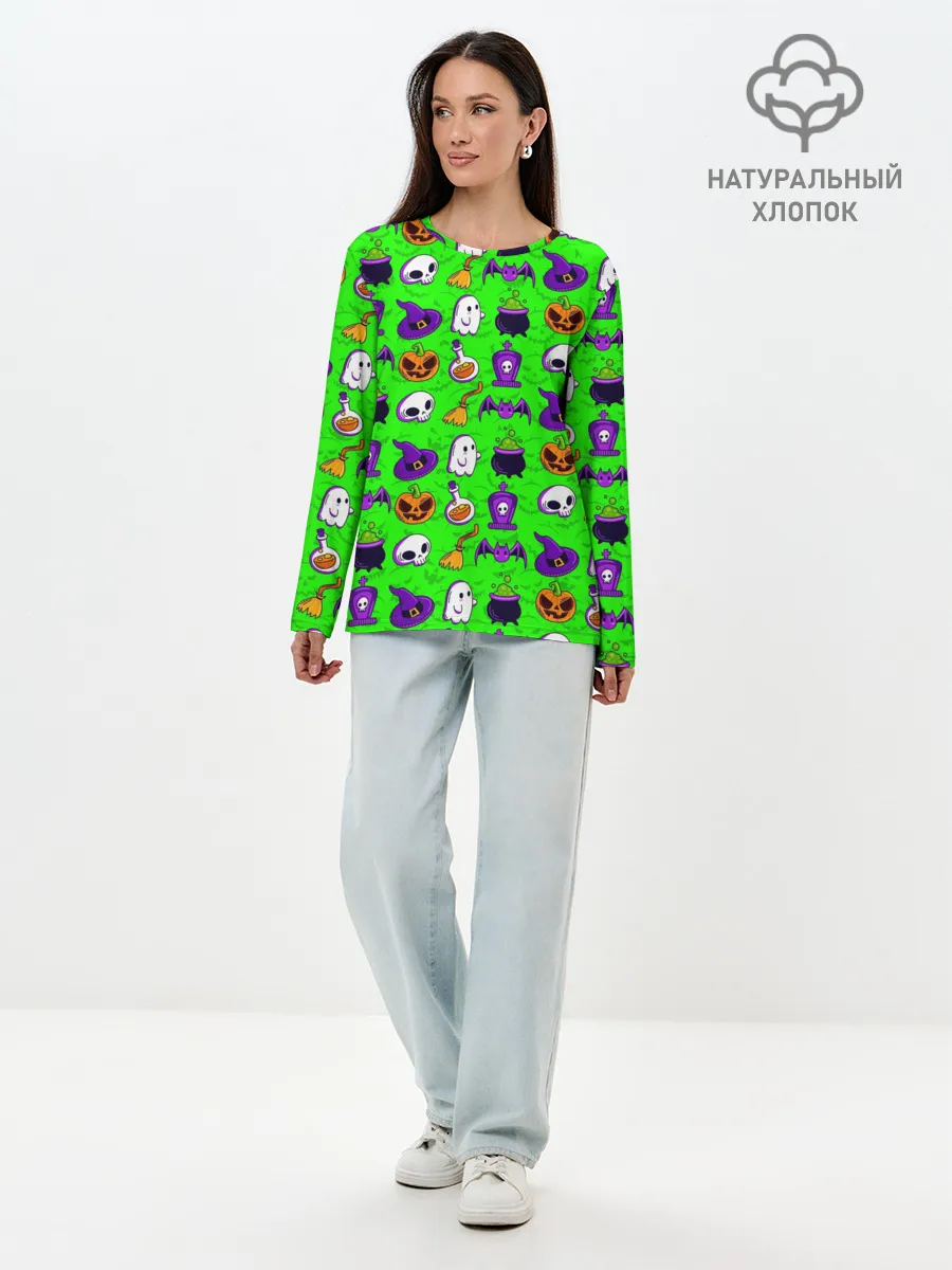 Лонгслив женский. Хлопок / HALLOWEEN