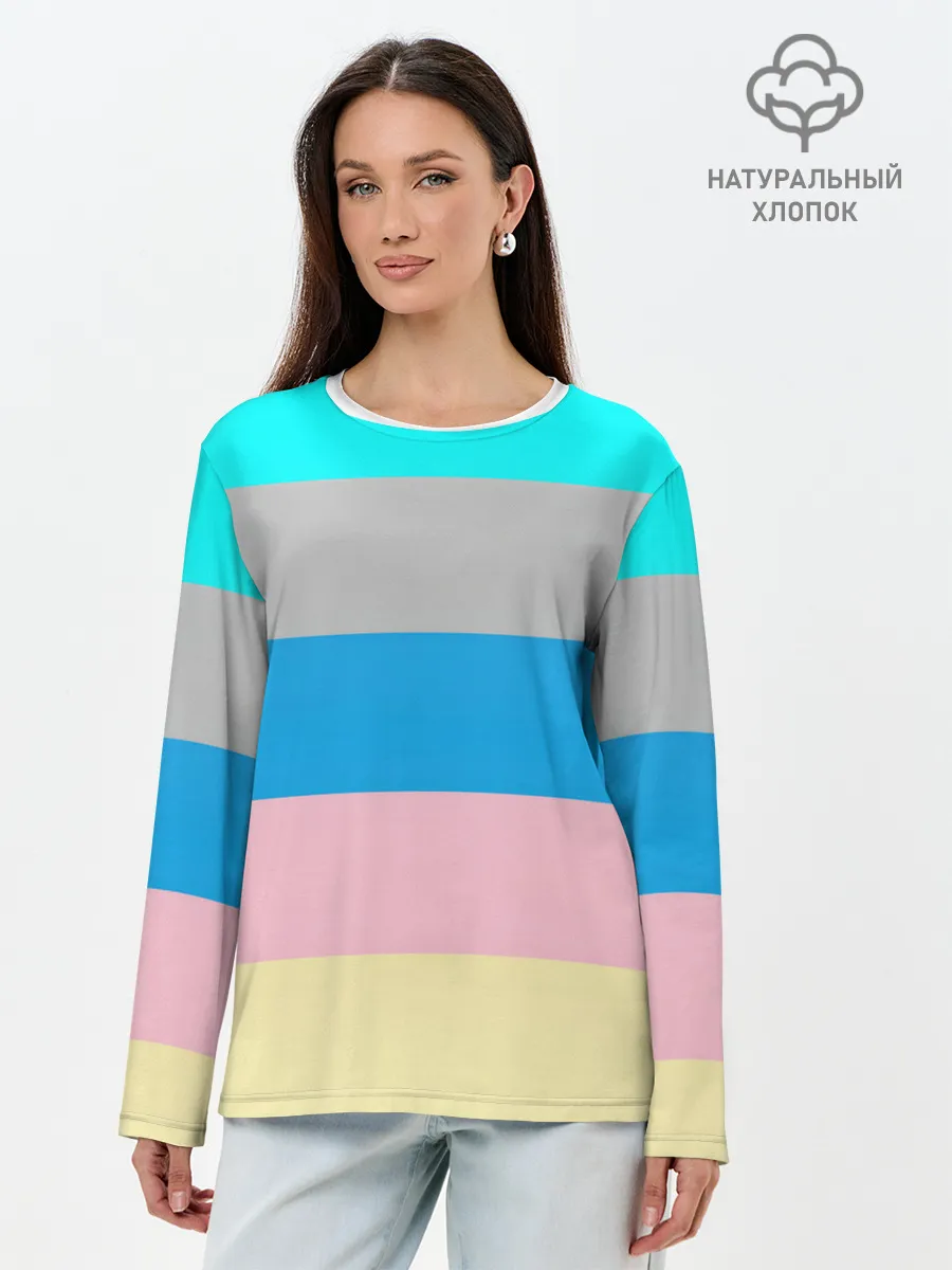 Лонгслив женский. Хлопок / Флаг аниме